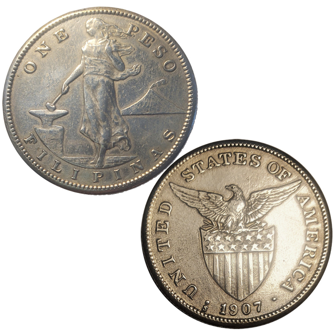 1907 アメリカ統治下フィリピン 1ペソ 銀貨 火山 女神 アンティークコイン アメリカ領フィリピン 1907 1ペソ銀貨 マヨン火山の乙女