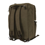 Green backpack on a white background