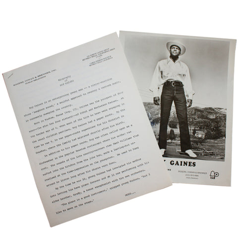 SALE 1970 Original Roy Gains Publicity Picture & PR Biography