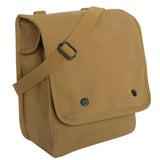 Brown leather satchel bag on a white background