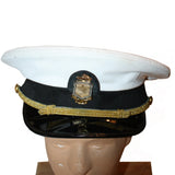 SALE Vintage Navy Master Swimmer Dress White Peak Cap w/Insignia