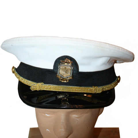 SALE Vintage Navy Master Swimmer Dress White Peak Cap w/Insignia