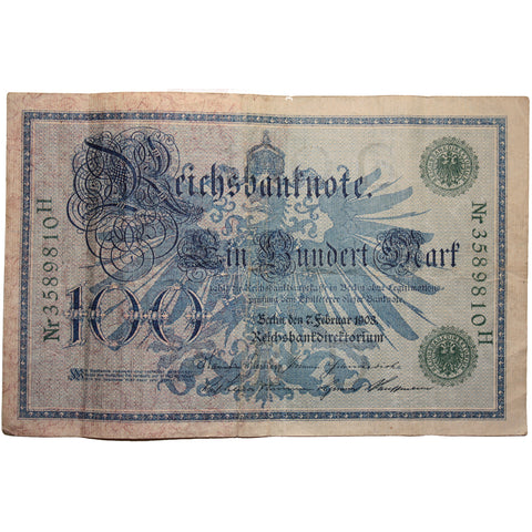 SALE Vintage Pre WWI  Reichsbanknote 100 Mark 7th February 1908