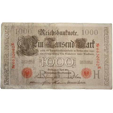 SALE Vintage Pre WWI  Reichsbanknote 1000 Mark 21st April 1910