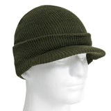 Beanie - Genuine G.I. Jeep Cap w/Brim - Black & Olive Drab