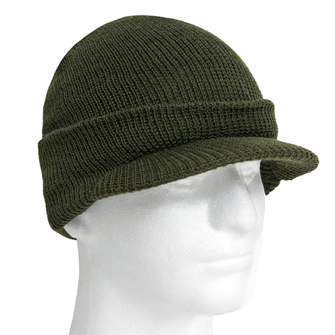 Beanie - Genuine G.I. Jeep Cap w/Brim - Black & Olive Drab
