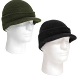 Beanie - Genuine G.I. Jeep Cap w/Brim - Black & Olive Drab