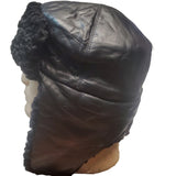 Soviet Black Ushanka Cap - Leather