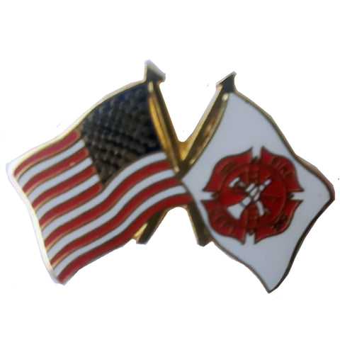 US Fire Department Flags Label Pin