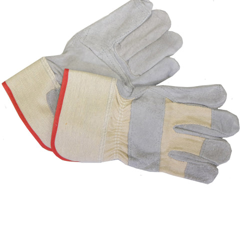 Gloves - Men's Suede Leather/Canvas Industrial Work