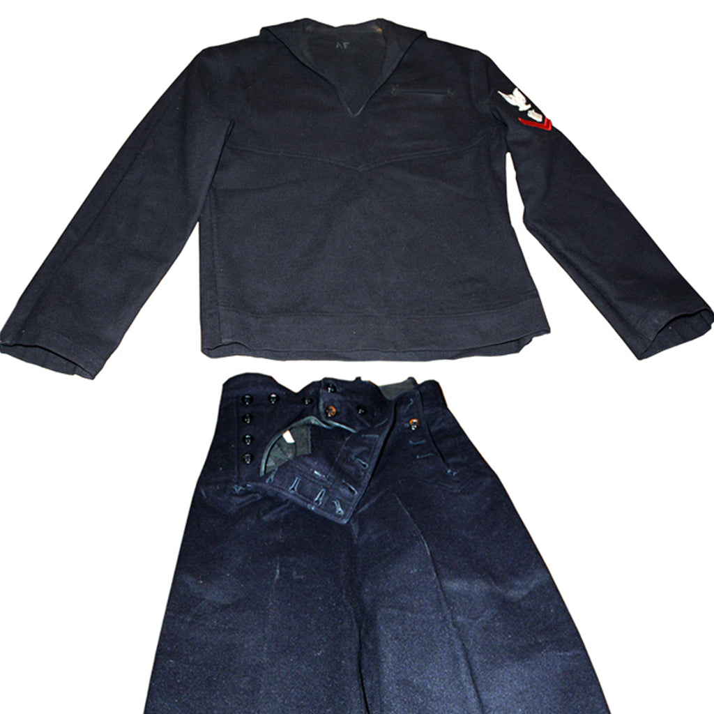 21年製 US NAVY USN 2POC DARK NAVY PANTS 古着 ビンテージ40's○U.S.NAVYウールセーラーパンツ紺実寸W82cm