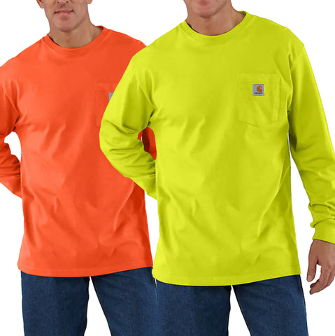 T-Shirt - Carhartt Long Sleeve Workwear Pocket T-Shirt HIVIZ (K126)