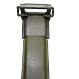 Green scabbard with a metal clip on a white background