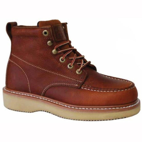 Work Zone Boot - 6" Soft MOC Toe Wedge Leather Work - Dark Brown (N634)