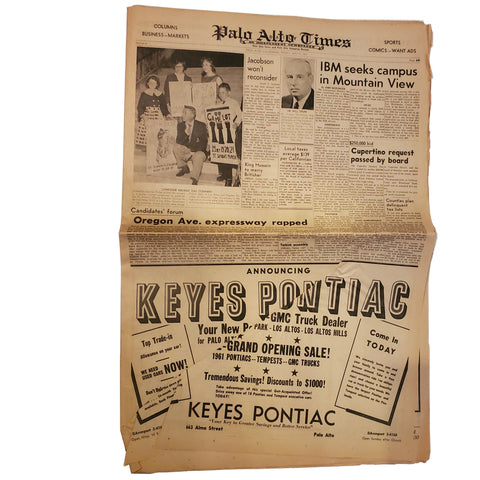 Rare Palo Alto Times 5/5/1961 "Boy, what a ride! America's first astronaut...""