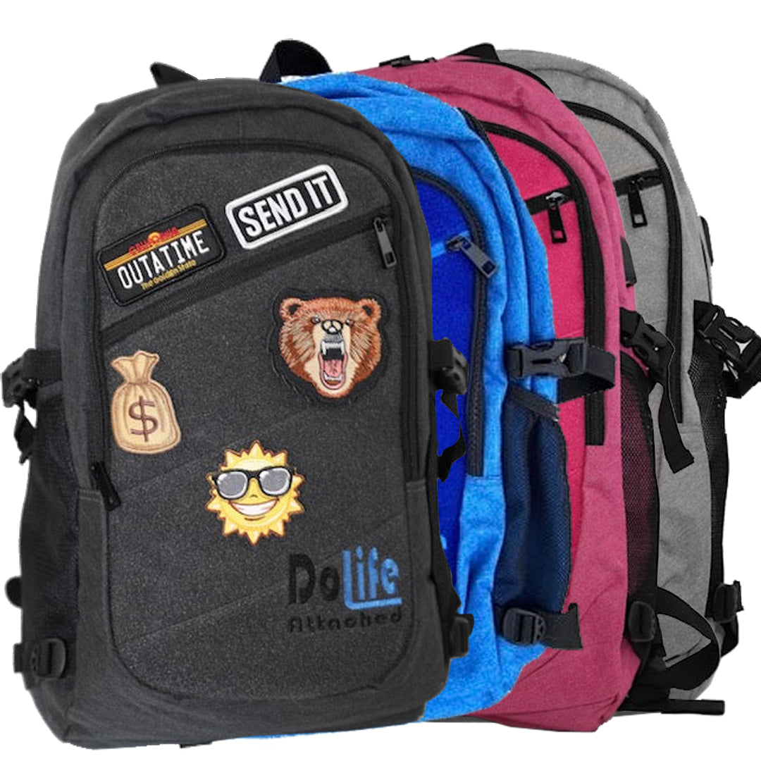 DoLife Attached Hook & Loop Patch 2 Pocket Backpack