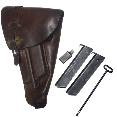 Holster - Rare WWII German Officers Leather Pistol Gun w/Ammo Magazines