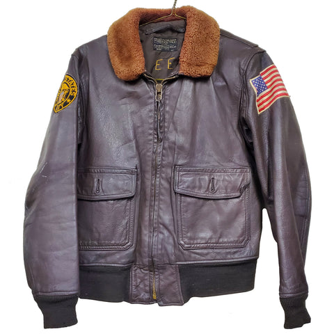 Vintage Leather Navy Pilots Jacket