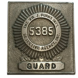 SALE Obsolete Hat Badge - WMJ Burns Int'l Detective Agency Guard