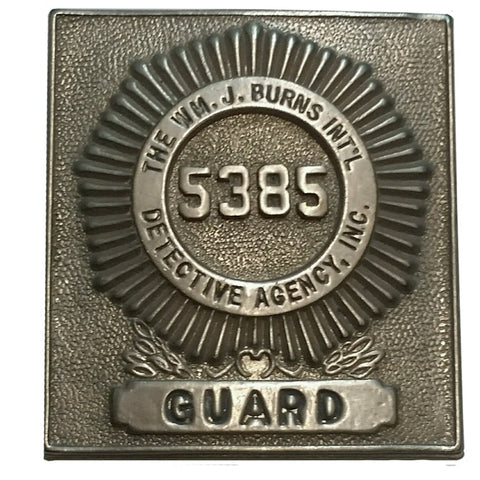 SALE Obsolete Hat Badge - WMJ Burns Int'l Detective Agency Guard
