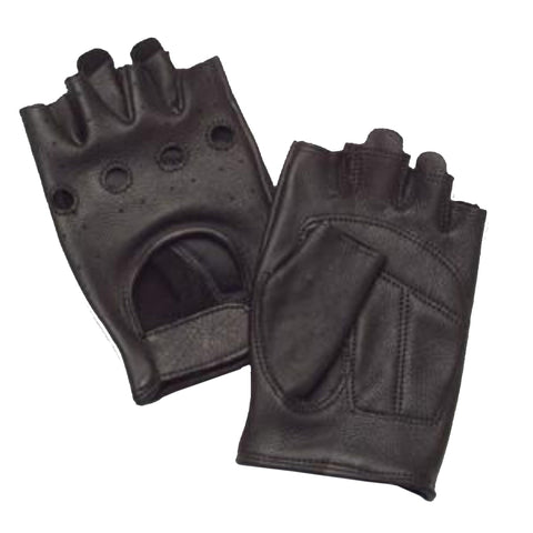 Gloves - Napa Easy Pull Fingerless Deerskin - Black  (545EZP)