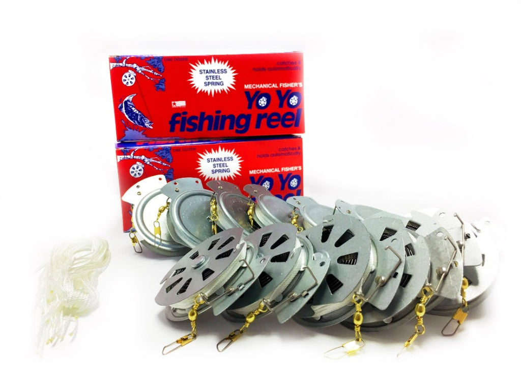 Mechanical Fisher Yo-Yo Auto Fishing Reel 12 Pack - Wire Trigger