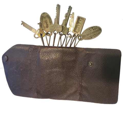 Vintage Keys & Key Fobs in Leather Case