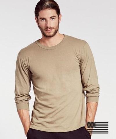 T-Shirt - Soffe Men's Long Sleeve M290  MADE IN USA Military 499 Tan