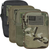 Set of tactical pouches with American flag patch on a white background