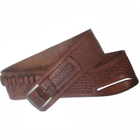 Belt- Vintage Handmade Tooled Leather Belt Without Holster