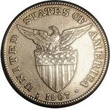 1907-S U.S. One Peso Filipinas -Silver (7860)