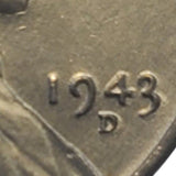 1943-D Steel War Wheat Penny w/Errors (177LOR)