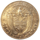 1947 Medio Balboa Panama Large Coin - Silver (7864)