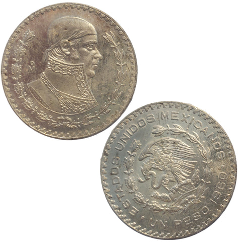 1960 MEXICO Independence War Hero Jose Maria Morelos Silver Peso Coin (7794)