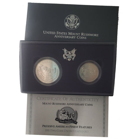 1991 Mount Rushmore Anniversary Coins Uncirculated Set (7620)