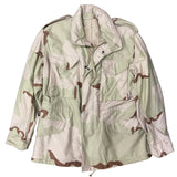 Camouflage jacket with a pattern of brown and green on a white background