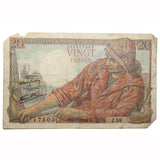 1942 Banque of France 20 Vingt Francs Bank Note