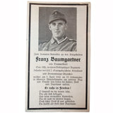 WWII German Death Card - Franz Baumgartner