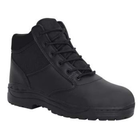 A black Rothco Forced Entry Security Boot with a lace-up closure, rubber outsole, and a suede collar.