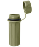 Green waterproof container with cap on a white background