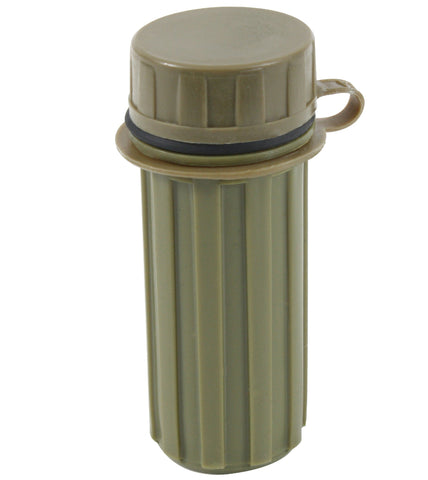 Green waterproof container with ribbed design on a white background