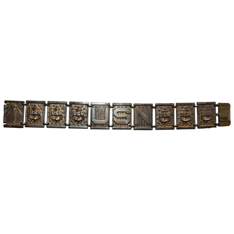 Vintage WWII Complete US Navy Sterling Sweetheart Bracelet