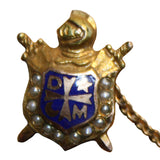 Vintage Demolay 10K Gold Pearls Masonic Youth Sword Guard Lapel Pin