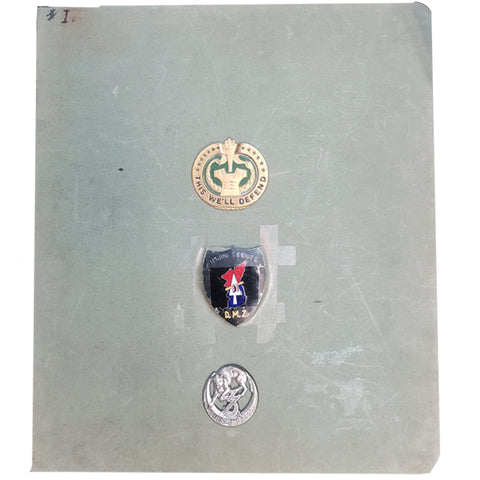 Vintage Collection of Military Pins, Badges & Insignias in 3-Ring Binder
