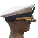 US Navy Commander Admiral Rank White Peak Cap (7701)