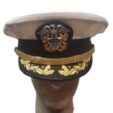 US Navy Commander Admiral Rank White Peak Cap (7701)