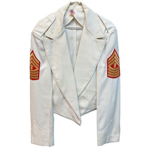 Vintage Saco Uniforms White Marine Dress Coat - Master Gunnery Sergeant (7843)