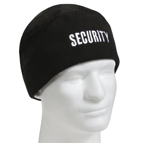 Head Gear -  Black Fleece Watch Cap w/White Security Embroidery