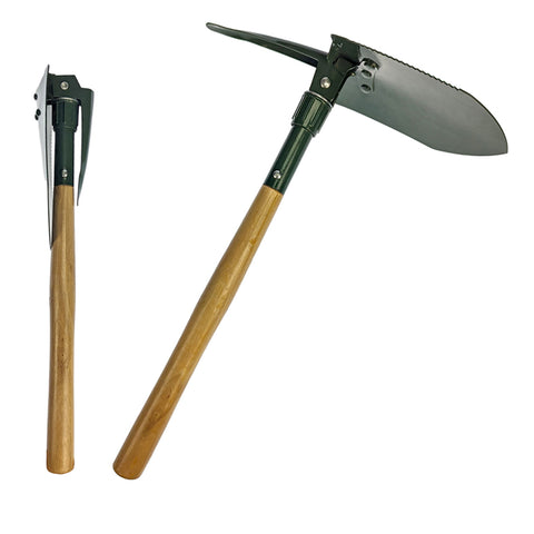 Shovel - 24-1/4" 45 HRC Hardness Steel Shovel and Pick with Wood Handle