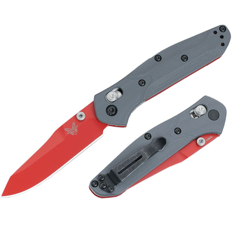 Knife - Benchmade Mini Osborne Red Blade & Gray Handle  (945RD-2401)